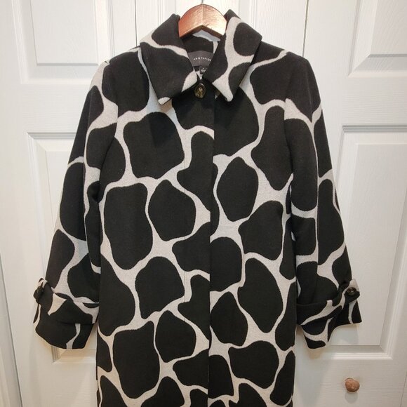 ANN TAYLOR Wool Blend Giraffe Print Mac Coat - Picture 3 of 14